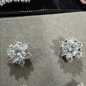 Elegant Silver Flower Stud Earrings